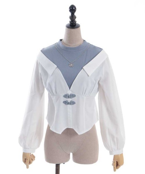 axes femme POETIQUE(アクシーズファムポエティック)の「レイヤードオリエンタルシャツ(シャツ/ブラウス・レディース・グレー/ブラック/ブルーグリーン・MEDIUM)」の13枚目の写真