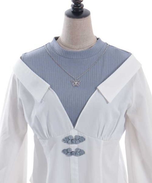 axes femme POETIQUE(アクシーズファムポエティック)の「レイヤードオリエンタルシャツ(シャツ/ブラウス・レディース・グレー/ブラック/ブルーグリーン・MEDIUM)」の16枚目の写真