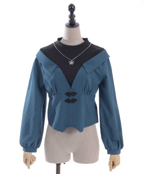 axes femme POETIQUE(アクシーズファムポエティック)の「レイヤードオリエンタルシャツ(シャツ/ブラウス・レディース・グレー/ブラック/ブルーグリーン・MEDIUM)」の22枚目の写真