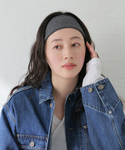 SLOBE IENA（スローブイエナ）の「SLOBE リブヘアターバン（ヘアバンド・レディース・ブラック/チャコールグレー・FREE）」の10枚目の写真