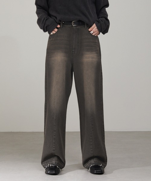 EMMA CLOTHES（エマクローズ）の「ヴィンテージ加工センタークリース カットオフデニムパンツ（デニムパンツ・メンズ・ブルー/グレー/ブラック・S/M/L）」の18枚目の写真