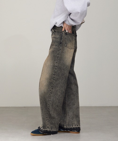 EMMA CLOTHES（エマクローズ）の「ヴィンテージ加工センタークリース カットオフデニムパンツ（デニムパンツ・メンズ・ブルー/グレー/ブラック・S/M/L）」の5枚目の写真