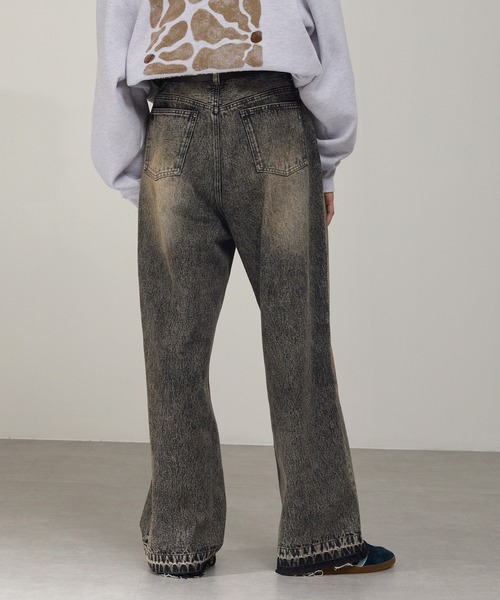 EMMA CLOTHES（エマクローズ）の「ヴィンテージ加工センタークリース カットオフデニムパンツ（デニムパンツ・メンズ・ブルー/グレー/ブラック・S/M/L）」の6枚目の写真