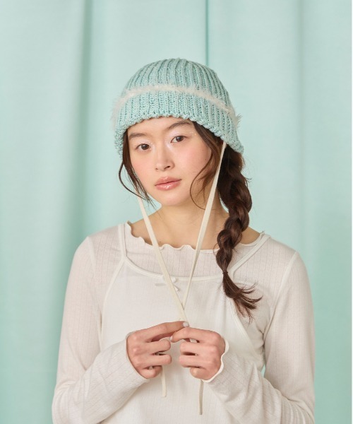 kaorinomori（カオリノモリ）の「kaorinomori アールニット シア / カオリノモリ（ニットキャップ/ビーニー・レディース・ライトブルー/グレー/クリーム・FREE）」の11枚目の写真
