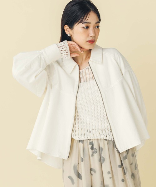 Gready Brilliant（グレディブリリアン）の「コットンデニムステンフレアジャケット（デニムジャケット・レディース・インディゴブルー/オフホワイト・FREE）」の2枚目の写真