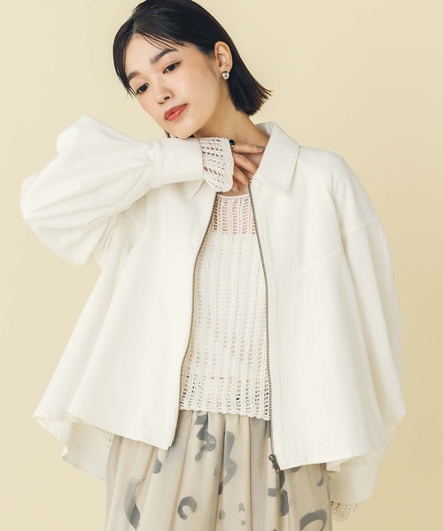 Gready Brilliant（グレディブリリアン）の「コットンデニムステンフレアジャケット（デニムジャケット・レディース・インディゴブルー/オフホワイト・FREE）」の5枚目の写真