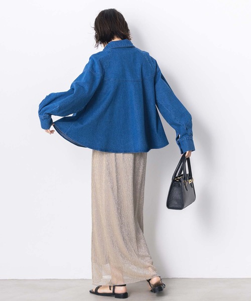 Gready Brilliant（グレディブリリアン）の「コットンデニムステンフレアジャケット（デニムジャケット・レディース・インディゴブルー/オフホワイト・FREE）」の10枚目の写真