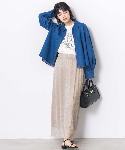 Gready Brilliant（グレディブリリアン）の「コットンデニムステンフレアジャケット（デニムジャケット・レディース・インディゴブルー/オフホワイト・FREE）」の11枚目の写真