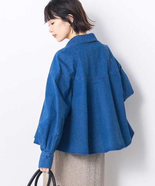 Gready Brilliant（グレディブリリアン）の「コットンデニムステンフレアジャケット（デニムジャケット・レディース・インディゴブルー/オフホワイト・FREE）」の14枚目の写真