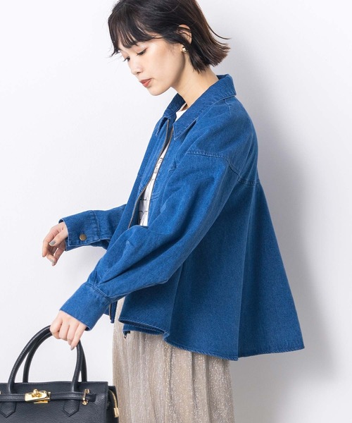 Gready Brilliant（グレディブリリアン）の「コットンデニムステンフレアジャケット（デニムジャケット・レディース・インディゴブルー/オフホワイト・FREE）」の15枚目の写真