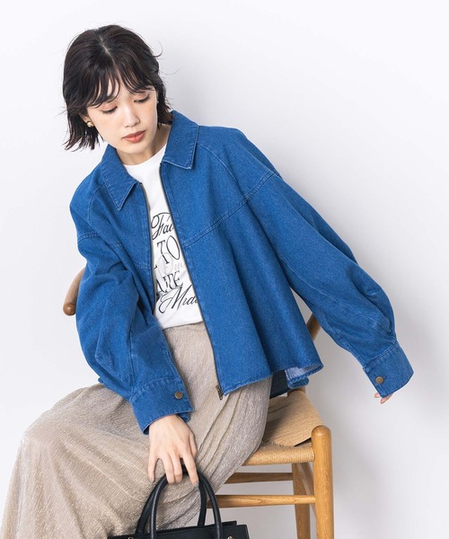 Gready Brilliant（グレディブリリアン）の「コットンデニムステンフレアジャケット（デニムジャケット・レディース・インディゴブルー/オフホワイト・FREE）」の18枚目の写真