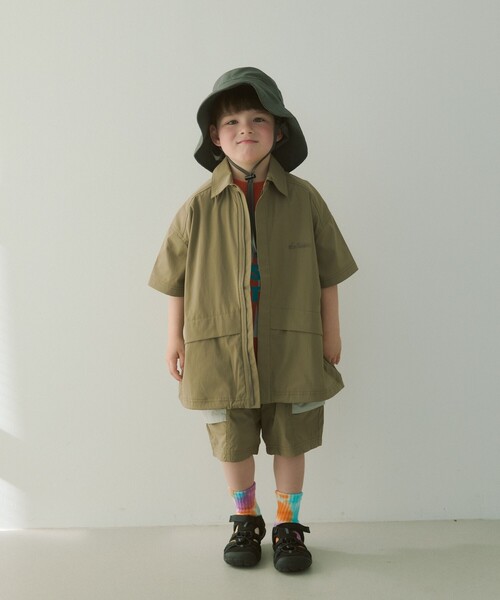 WILD THINGS（ワイルドシングス）の「【別注】＜WILD THINGS＞ショートスリーブ ジップ シャツ / キッズ 110cm-130cm（シャツ/ブラウス・キッズ・オリーブ/ブラック・XS(110-120cm)/S(120-130cm)）」の3枚目の写真