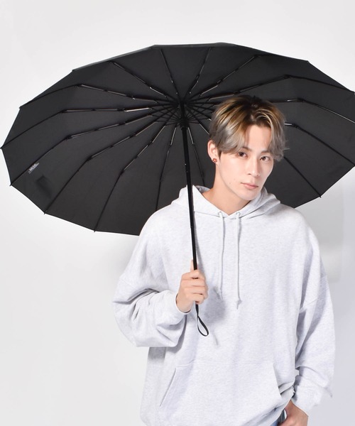 Waterfront(ウォーターフロント)の「16RIB Folding Umbrella 60cm 16本骨 耐風長傘(折りたたみ傘・メンズ・ネイビー/ブラック・FREE)」の1枚目の写真