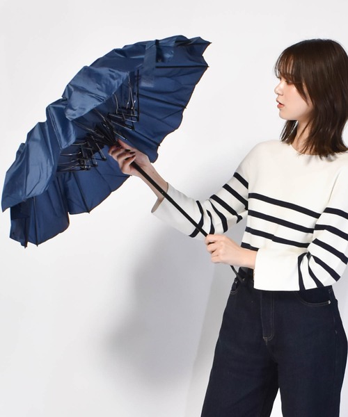 Waterfront(ウォーターフロント)の「16RIB Folding Umbrella 60cm 16本骨 耐風長傘(折りたたみ傘・メンズ・ネイビー/ブラック・FREE)」の7枚目の写真