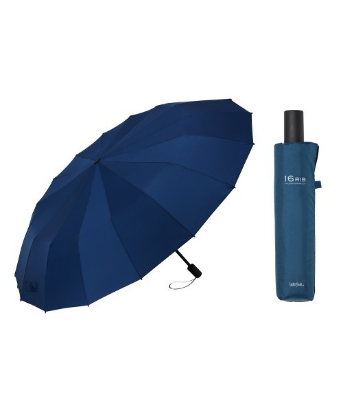 Waterfront(ウォーターフロント)の「16RIB Folding Umbrella 60cm 16本骨 耐風長傘(折りたたみ傘・メンズ・ネイビー/ブラック・FREE)」の15枚目の写真