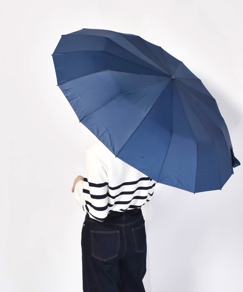 Waterfront(ウォーターフロント)の「16RIB Folding Umbrella 60cm 16本骨 耐風長傘(折りたたみ傘・メンズ・ネイビー/ブラック・FREE)」の19枚目の写真