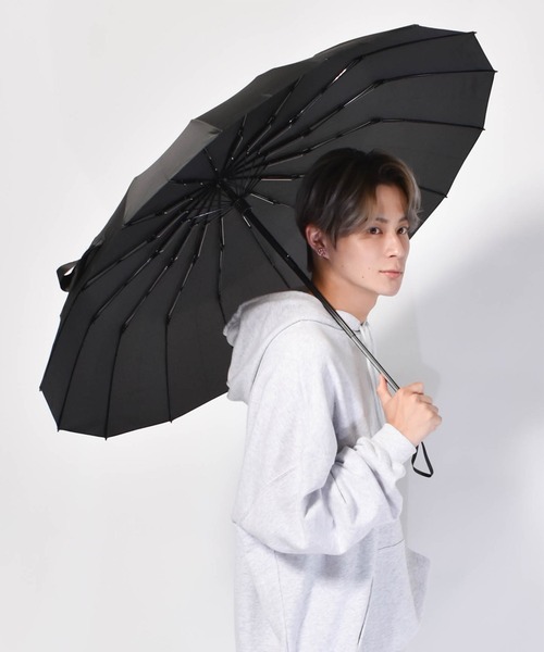 Waterfront(ウォーターフロント)の「16RIB Folding Umbrella 60cm 16本骨 耐風長傘(折りたたみ傘・メンズ・ネイビー/ブラック・FREE)」の22枚目の写真