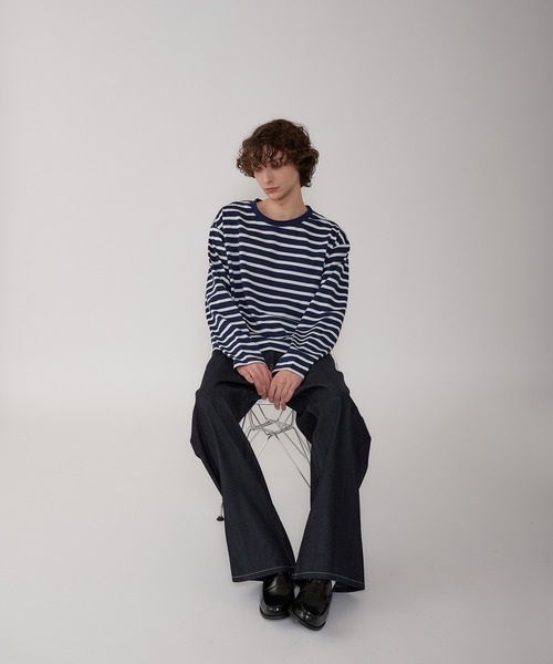 Regen Glanz（レーゲングランツ）の「croped border long T-shirt/クロップドボーダーTシャツ（Tシャツ/カットソー・メンズ・ライトホワイト/ネイビー・LARGE/MEDIUM）」の16枚目の写真