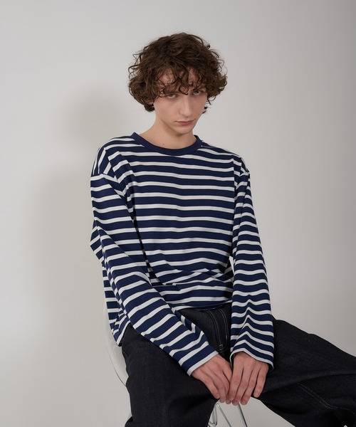 Regen Glanz（レーゲングランツ）の「croped border long T-shirt/クロップドボーダーTシャツ（Tシャツ/カットソー・メンズ・ライトホワイト/ネイビー・LARGE/MEDIUM）」の13枚目の写真