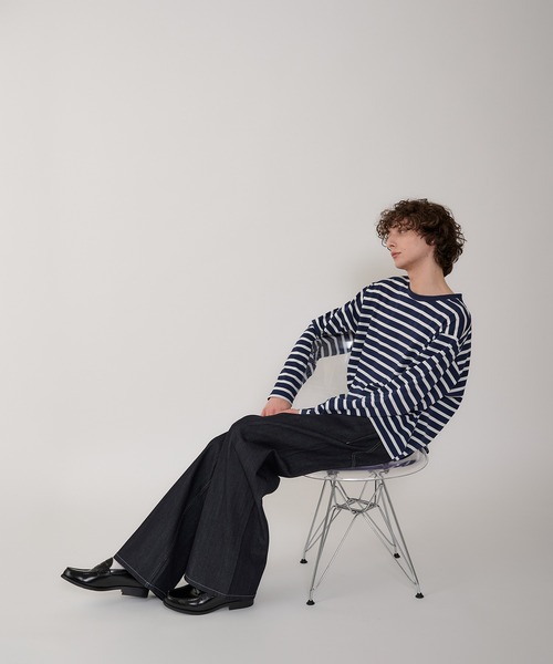 Regen Glanz（レーゲングランツ）の「croped border long T-shirt/クロップドボーダーTシャツ（Tシャツ/カットソー・メンズ・ライトホワイト/ネイビー・LARGE/MEDIUM）」の17枚目の写真