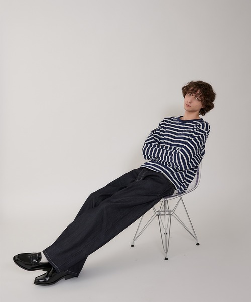 Regen Glanz（レーゲングランツ）の「croped border long T-shirt/クロップドボーダーTシャツ（Tシャツ/カットソー・メンズ・ライトホワイト/ネイビー・LARGE/MEDIUM）」の18枚目の写真