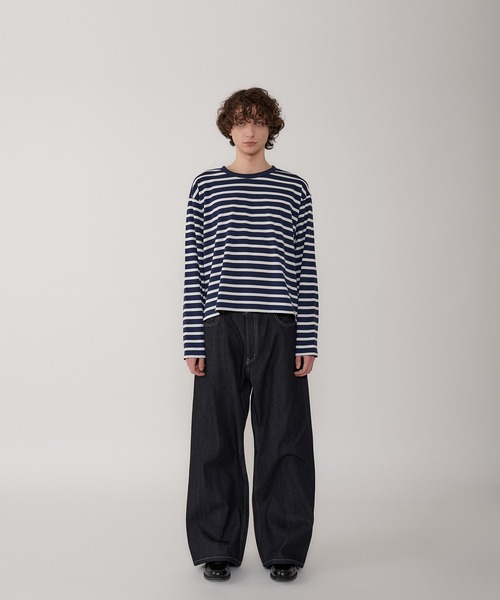 Regen Glanz（レーゲングランツ）の「croped border long T-shirt/クロップドボーダーTシャツ（Tシャツ/カットソー・メンズ・ライトホワイト/ネイビー・LARGE/MEDIUM）」の19枚目の写真