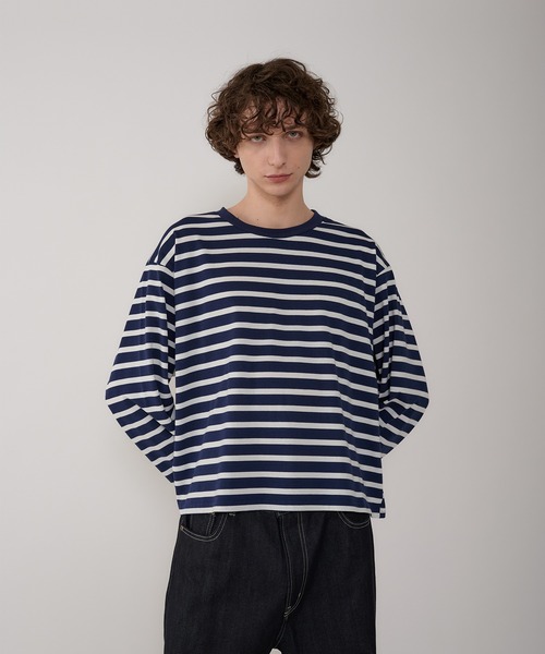 Regen Glanz（レーゲングランツ）の「croped border long T-shirt/クロップドボーダーTシャツ（Tシャツ/カットソー・メンズ・ライトホワイト/ネイビー・LARGE/MEDIUM）」の10枚目の写真