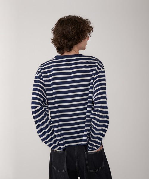 Regen Glanz（レーゲングランツ）の「croped border long T-shirt/クロップドボーダーTシャツ（Tシャツ/カットソー・メンズ・ライトホワイト/ネイビー・LARGE/MEDIUM）」の11枚目の写真