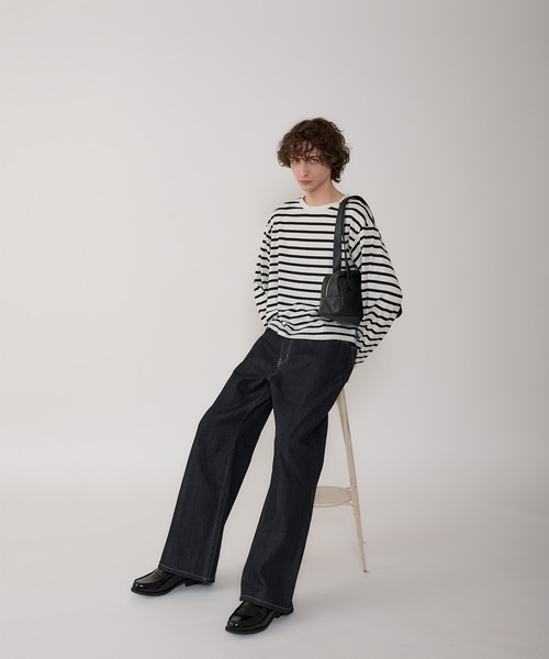 Regen Glanz（レーゲングランツ）の「croped border long T-shirt/クロップドボーダーTシャツ（Tシャツ/カットソー・メンズ・ライトホワイト/ネイビー・LARGE/MEDIUM）」の7枚目の写真