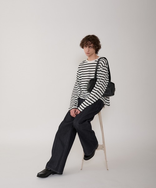 Regen Glanz（レーゲングランツ）の「croped border long T-shirt/クロップドボーダーTシャツ（Tシャツ/カットソー・メンズ・ライトホワイト/ネイビー・LARGE/MEDIUM）」の8枚目の写真