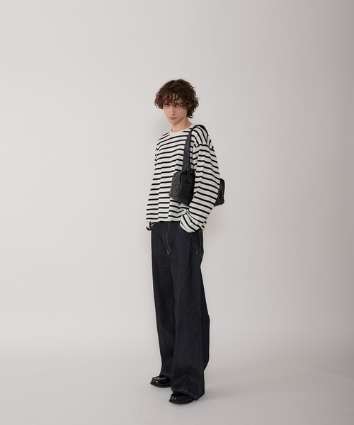 Regen Glanz（レーゲングランツ）の「croped border long T-shirt/クロップドボーダーTシャツ（Tシャツ/カットソー・メンズ・ライトホワイト/ネイビー・LARGE/MEDIUM）」の9枚目の写真
