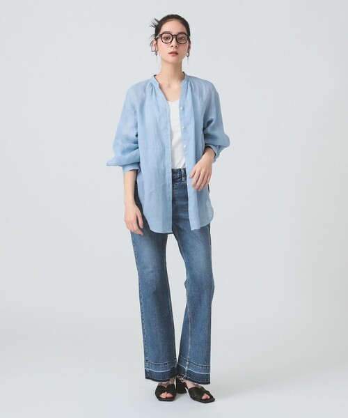 Ray BEAMS(レイビームス)の「リネン キーネック シャツ(シャツ/ブラウス・レディース・ホワイト/クリーム/サックスブルー・ONE SIZE)」の13枚目の写真