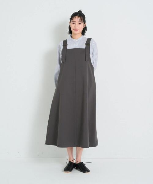 conges payes ADIEU TRISTESSE(コンジェ ペイエ アデュートリステス)の「シンプルポンチジャンスカ(ジャンパースカート・レディース・ベージュ/チャコールグレー・FREE)」の12枚目の写真