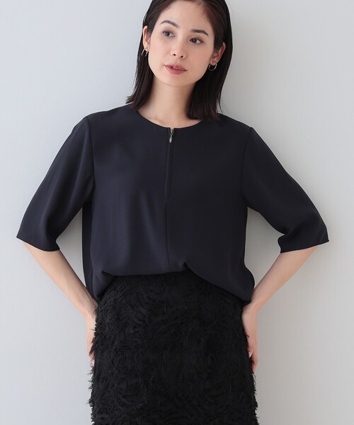 INDIVI / インディヴィ 【洗える】ハーフジップデザインブラウス 洗える】ハーフジップデザインブラウス（シャツ・ブラウス