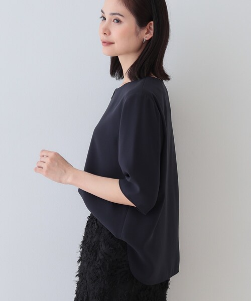 INDIVI / インディヴィ 【洗える】ハーフジップデザインブラウス セール】【洗える】ハーフジップデザインブラウス（シャツ