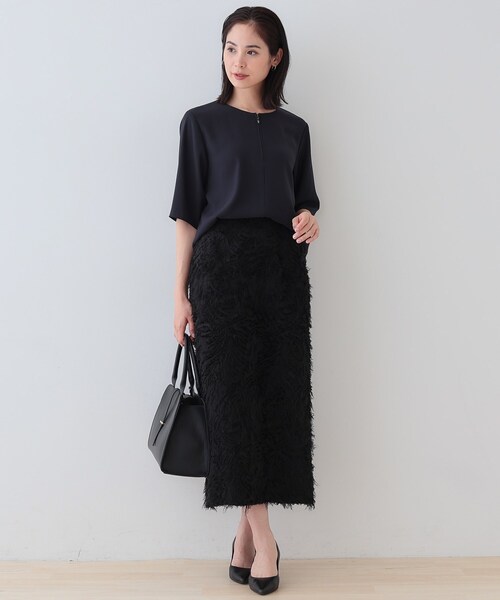 セール】【洗える】ハーフジップデザインブラウス（シャツ