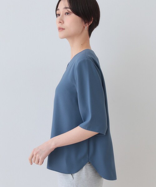 INDIVI / インディヴィ 【洗える】ハーフジップデザインブラウス セール】【洗える】ハーフジップデザインブラウス（シャツ
