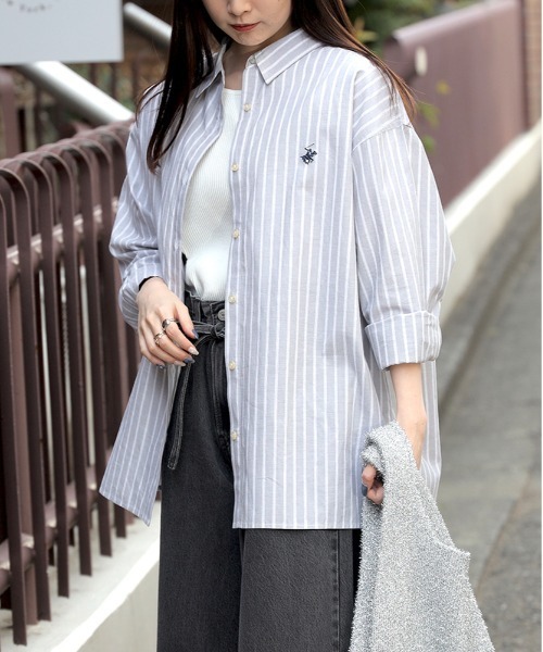 BEVERLY HILLS POLO CLUB(ビバリーヒルズポロクラブ)の「BEVERLY HILLS POLO CLUB(ビバリーヒルズポロクラブ)【レディース】ワンポイントレギュラーシャツ(シャツ/ブラウス・レディース・ホワイト/イエロー/グレー×ホワイト・M/L/XL)」の7枚目の写真