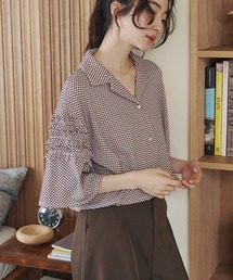 シャツ/ブラウス（ブラウン/茶色系・半端袖）ファッション通販