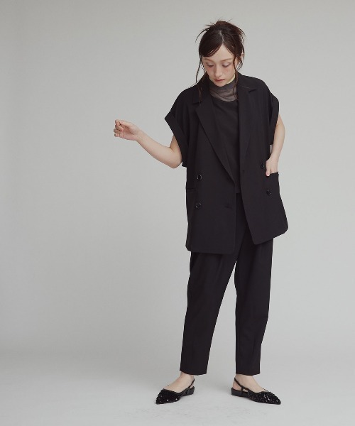 W:Huku(フーク)の「【W:Huku / シルキーサマーツイル】接触冷感 ドルマン ジレジャケット / Silky Summer Twill Dolman-Sleeve Jacket(テーラードジャケット・レディース・ブラック/グレー/ベージュ・FREE)」の4枚目の写真