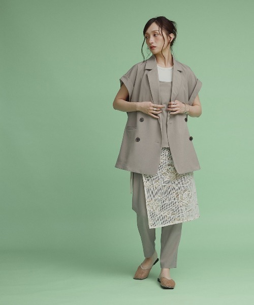 W:Huku(フーク)の「【W:Huku / シルキーサマーツイル】接触冷感 ドルマン ジレジャケット / Silky Summer Twill Dolman-Sleeve Jacket(テーラードジャケット・レディース・ブラック/グレー/ベージュ・FREE)」の6枚目の写真