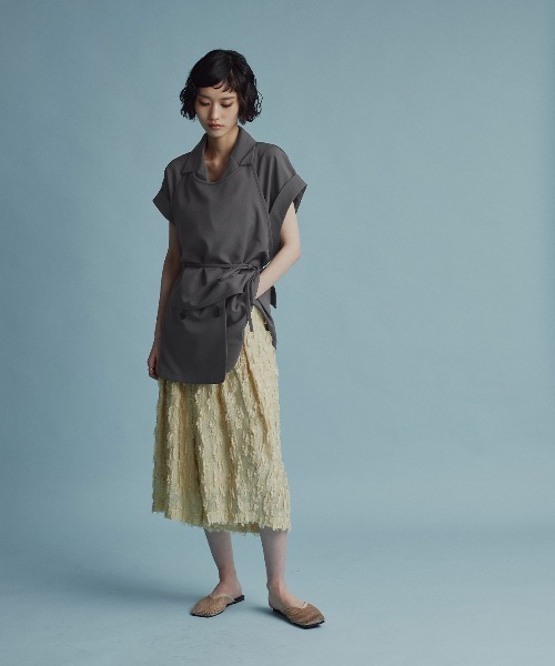 W:Huku(フーク)の「【W:Huku / シルキーサマーツイル】接触冷感 ドルマン ジレジャケット / Silky Summer Twill Dolman-Sleeve Jacket(テーラードジャケット・レディース・ブラック/グレー/ベージュ・FREE)」の7枚目の写真