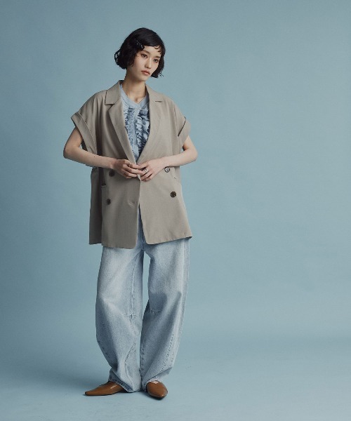 W:Huku(フーク)の「【W:Huku / シルキーサマーツイル】接触冷感 ドルマン ジレジャケット / Silky Summer Twill Dolman-Sleeve Jacket(テーラードジャケット・レディース・ブラック/グレー/ベージュ・FREE)」の10枚目の写真