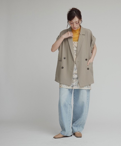 W:Huku(フーク)の「【W:Huku / シルキーサマーツイル】接触冷感 ドルマン ジレジャケット / Silky Summer Twill Dolman-Sleeve Jacket(テーラードジャケット・レディース・ブラック/グレー/ベージュ・FREE)」の11枚目の写真