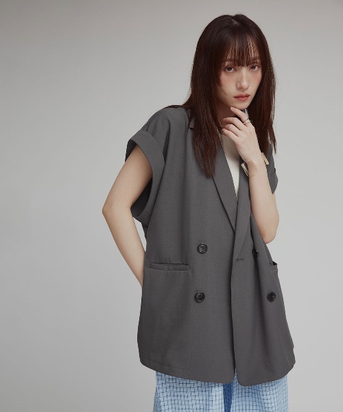 W:Huku(フーク)の「【W:Huku / シルキーサマーツイル】接触冷感 ドルマン ジレジャケット / Silky Summer Twill Dolman-Sleeve Jacket(テーラードジャケット・レディース・ブラック/グレー/ベージュ・FREE)」の13枚目の写真