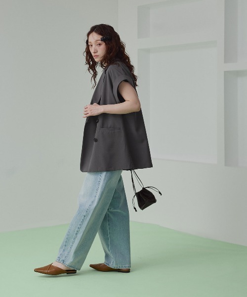 W:Huku(フーク)の「【W:Huku / シルキーサマーツイル】接触冷感 ドルマン ジレジャケット / Silky Summer Twill Dolman-Sleeve Jacket(テーラードジャケット・レディース・ブラック/グレー/ベージュ・FREE)」の14枚目の写真