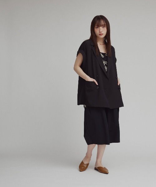 W:Huku(フーク)の「【W:Huku / シルキーサマーツイル】接触冷感 ドルマン ジレジャケット / Silky Summer Twill Dolman-Sleeve Jacket(テーラードジャケット・レディース・ブラック/グレー/ベージュ・FREE)」の15枚目の写真