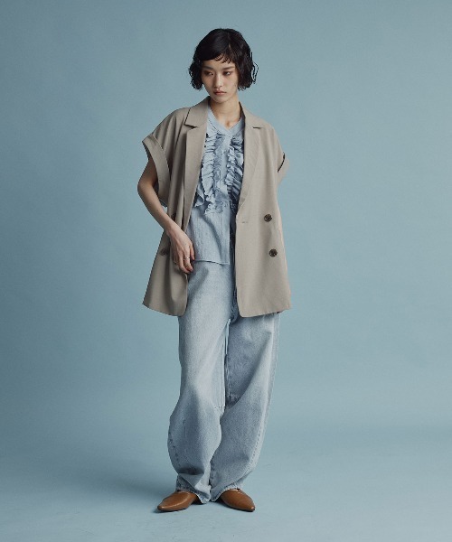 W:Huku(フーク)の「【W:Huku / シルキーサマーツイル】接触冷感 ドルマン ジレジャケット / Silky Summer Twill Dolman-Sleeve Jacket(テーラードジャケット・レディース・ブラック/グレー/ベージュ・FREE)」の16枚目の写真
