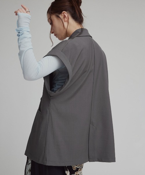 W:Huku(フーク)の「【W:Huku / シルキーサマーツイル】接触冷感 ドルマン ジレジャケット / Silky Summer Twill Dolman-Sleeve Jacket(テーラードジャケット・レディース・ブラック/グレー/ベージュ・FREE)」の17枚目の写真
