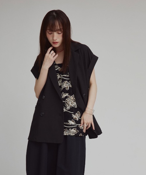 W:Huku(フーク)の「【W:Huku / シルキーサマーツイル】接触冷感 ドルマン ジレジャケット / Silky Summer Twill Dolman-Sleeve Jacket(テーラードジャケット・レディース・ブラック/グレー/ベージュ・FREE)」の20枚目の写真